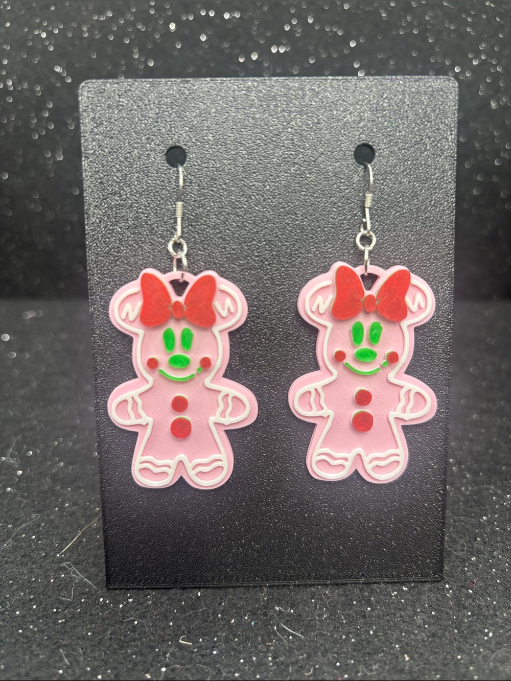 Pink Gingerbread Mouse Earrings